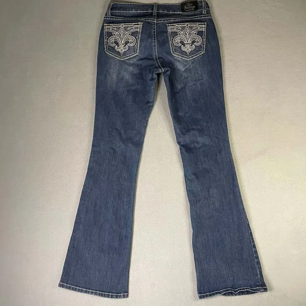 Y2k Love Indigo Women's Boot Cut Jeans with Embroidered Back Pockets Size 6
